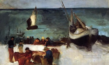 Édouard Manet Painting - Paisaje marino en Berck Barcos pesqueros y pescadores Eduard Manet